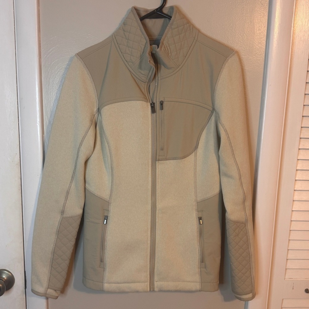 ATHLETA Truckee Womens Quilted Beige Sandcastle Heather Jacket Zip‎ SZ M